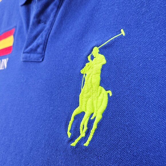 Polo by Ralph Lauren Polo Shirt Spain Big Pony Logo Golf Custom Fit Men's Size L - Picture 6 of 10
